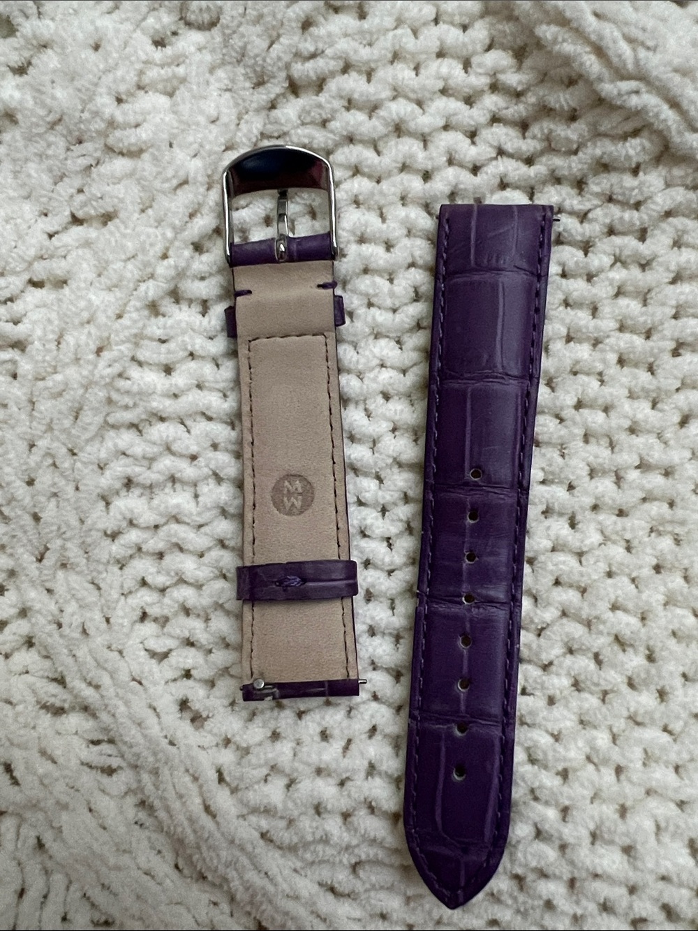 Michele Purple💜 Leather Croc-Embossed Watch Strap
